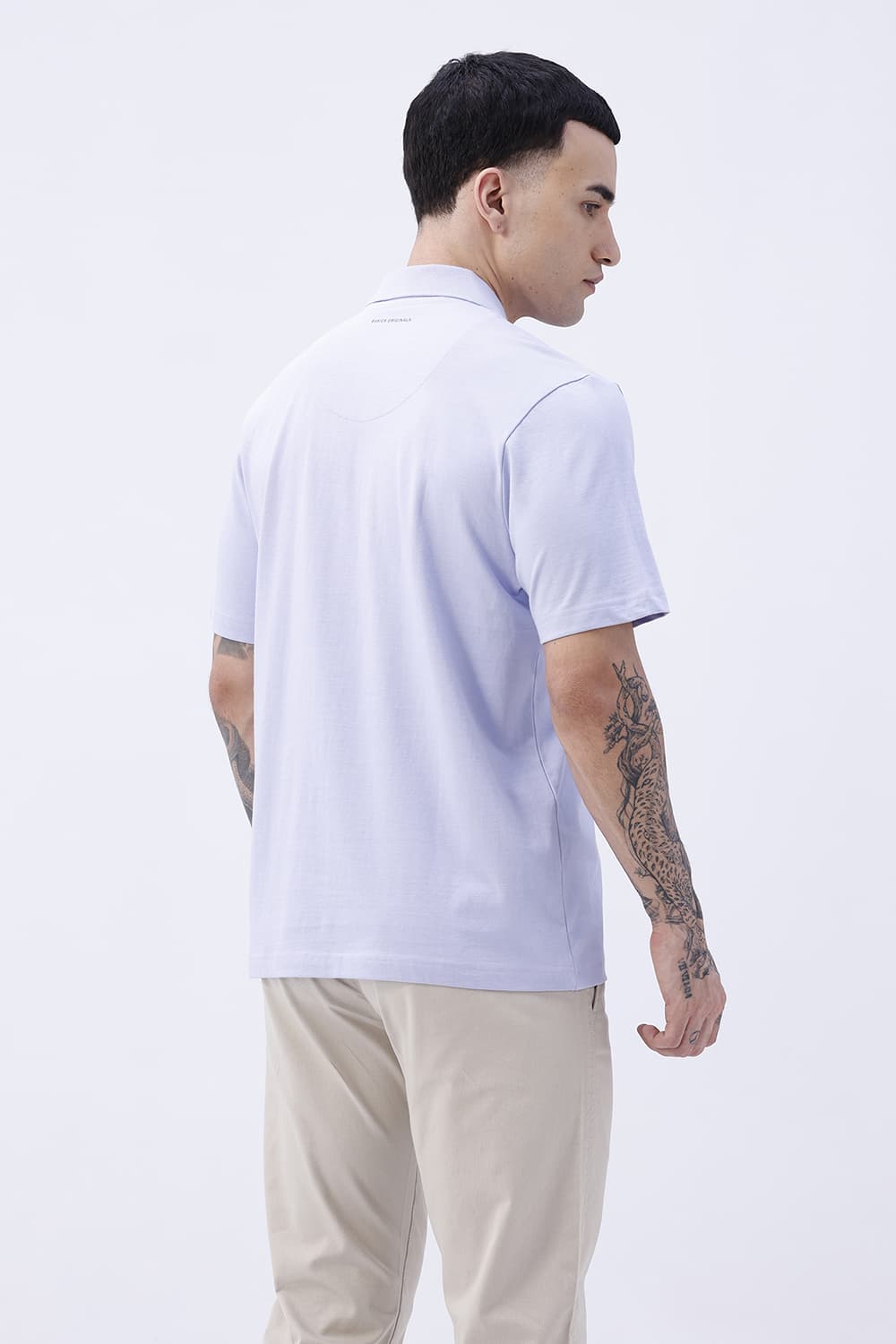 BASICS RELAXED FIT LAVENDER FIELDS COTTON POLO T-SHIRT