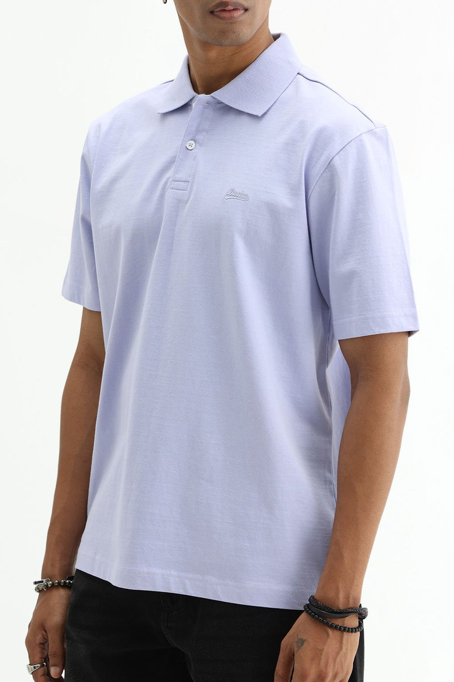 BASICS RELAXED FIT LAVENDER FIELDS COTTON POLO T-SHIRT