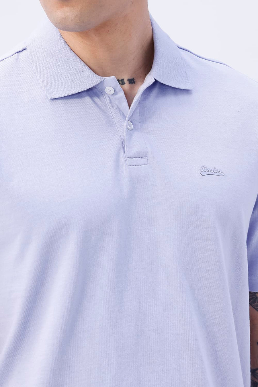 BASICS RELAXED FIT LAVENDER FIELDS COTTON POLO T-SHIRT