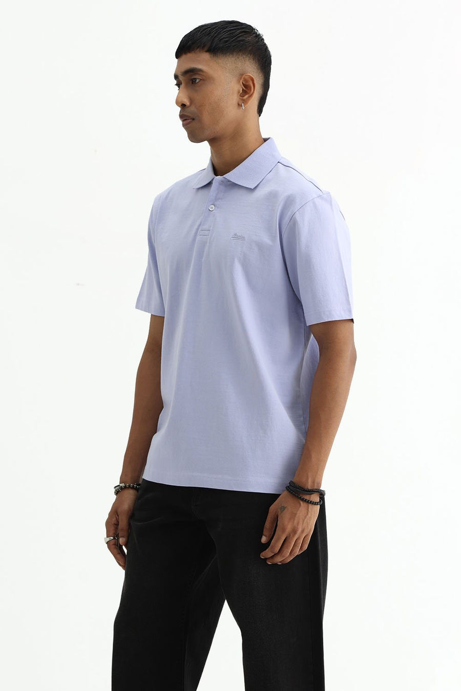 BASICS RELAXED FIT LAVENDER FIELDS COTTON POLO T-SHIRT