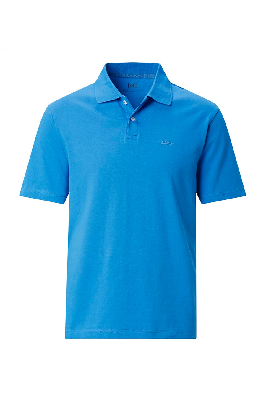 BASICS RELAXED FIT BLUE ASTER COTTON POLO T-SHIRT