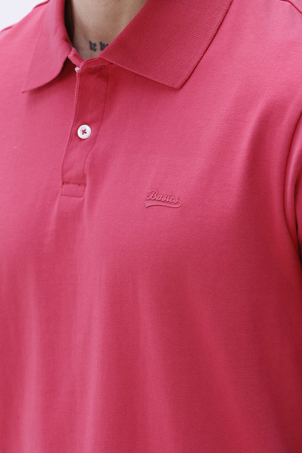 BASICS RELAXED FIT RETHINK PINK COTTON POLO T-SHIRT