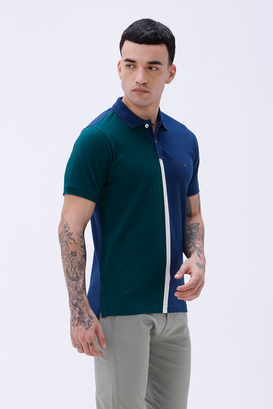 BASICS REGULAR FIT JUNE BUG COTTON POLO T-SHIRT