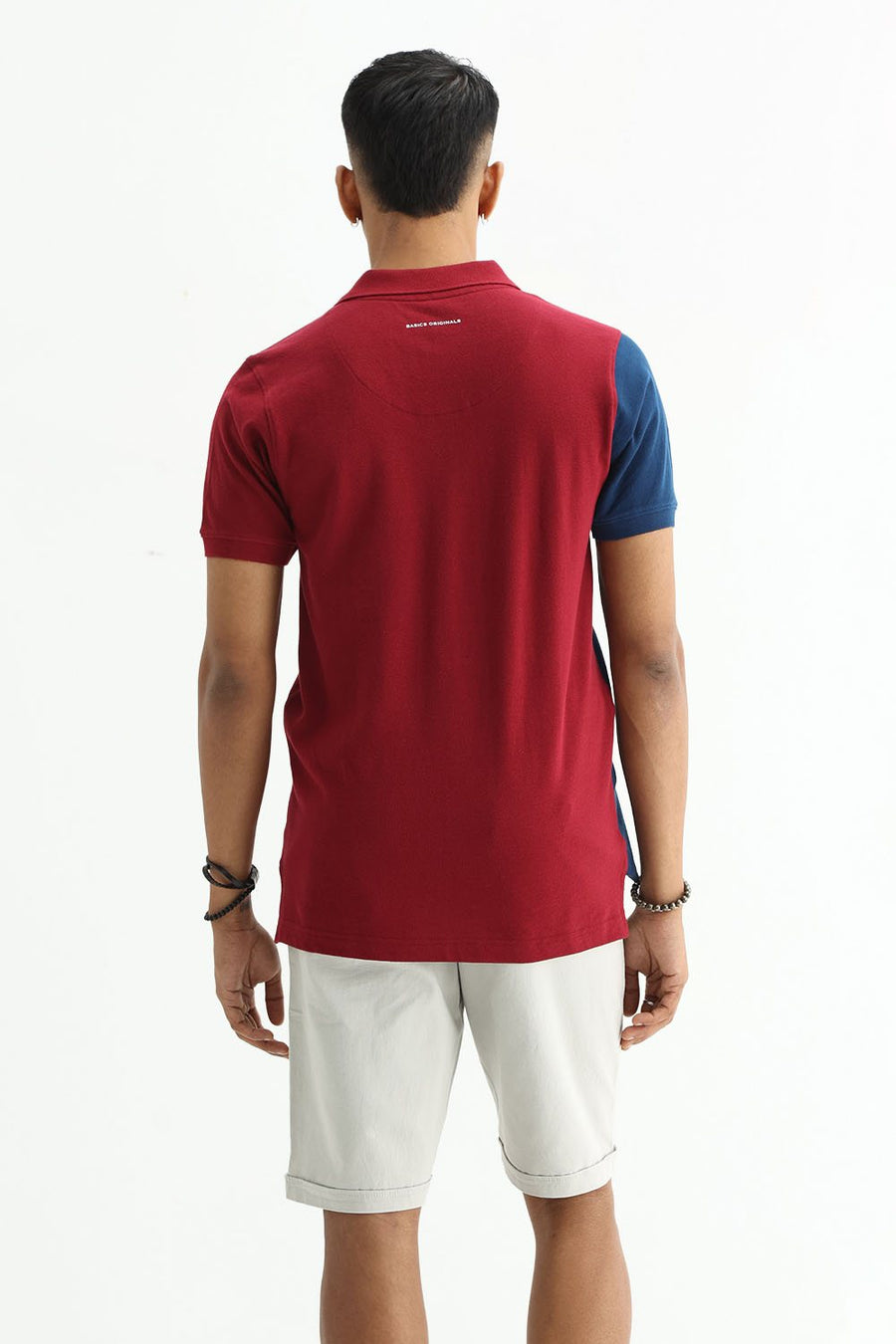 BASICS REGULAR FIT CABERNET COTTON POLO T-SHIRT