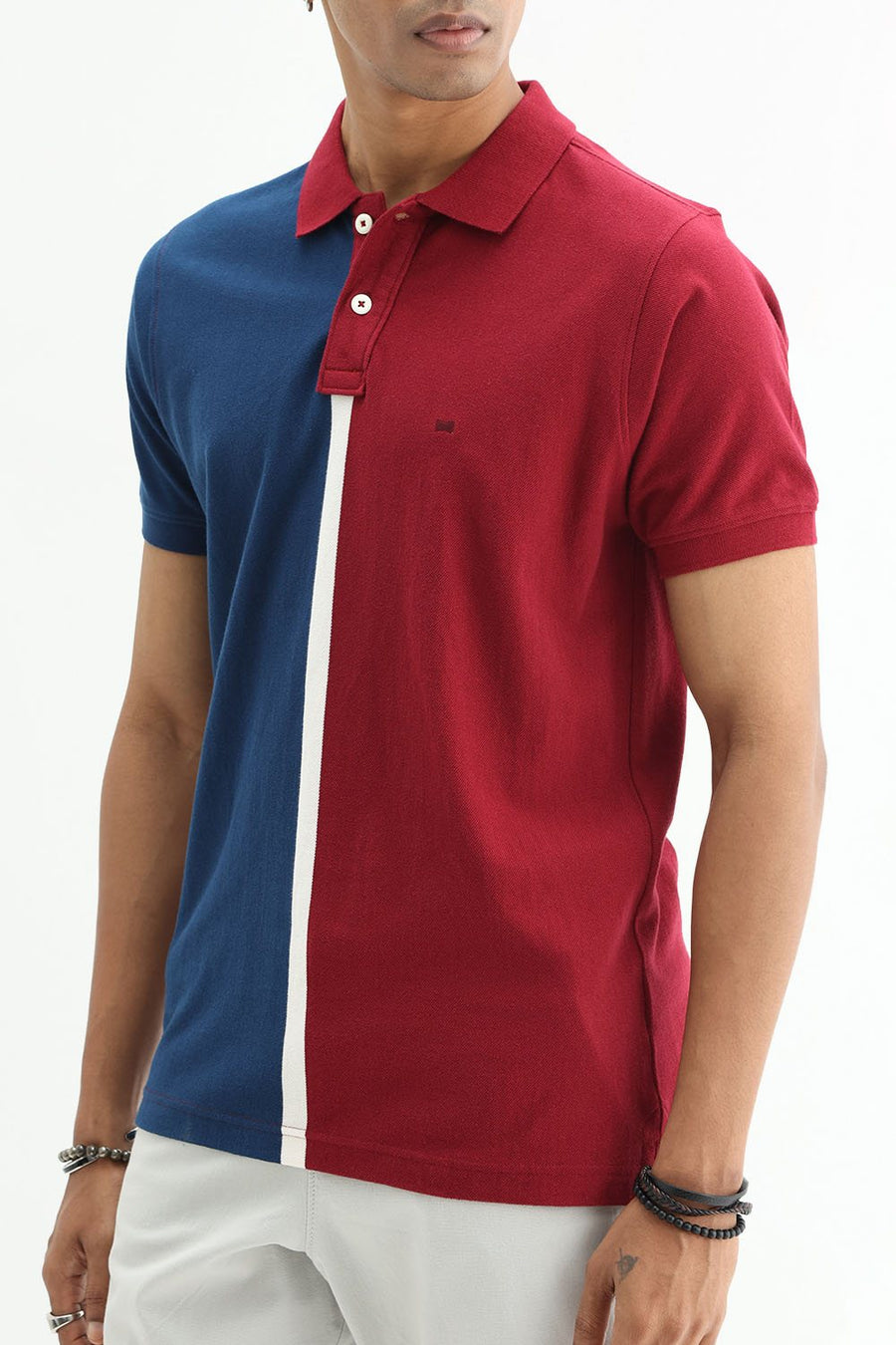 BASICS REGULAR FIT CABERNET COTTON POLO T-SHIRT