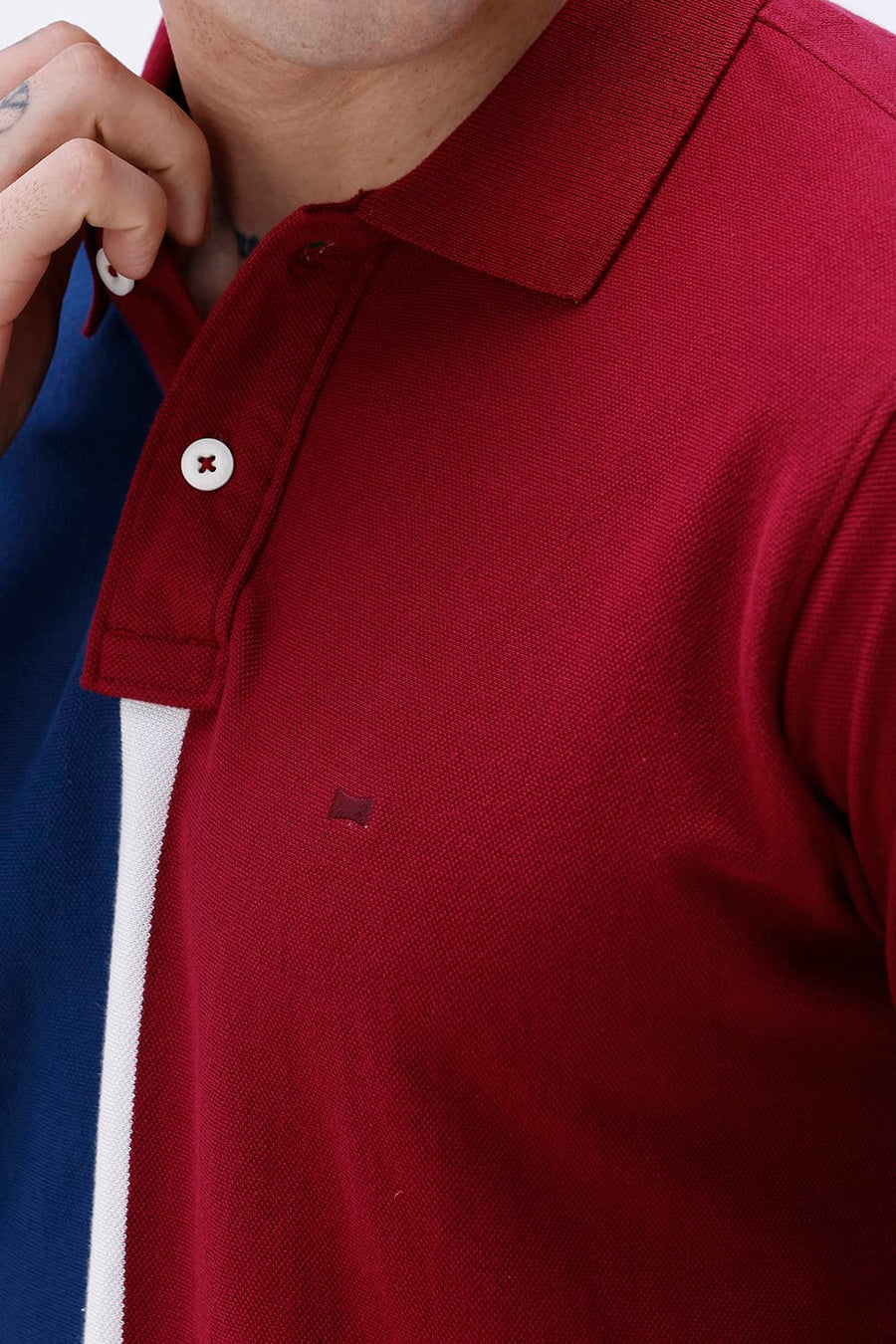 BASICS REGULAR FIT CABERNET COTTON POLO T-SHIRT