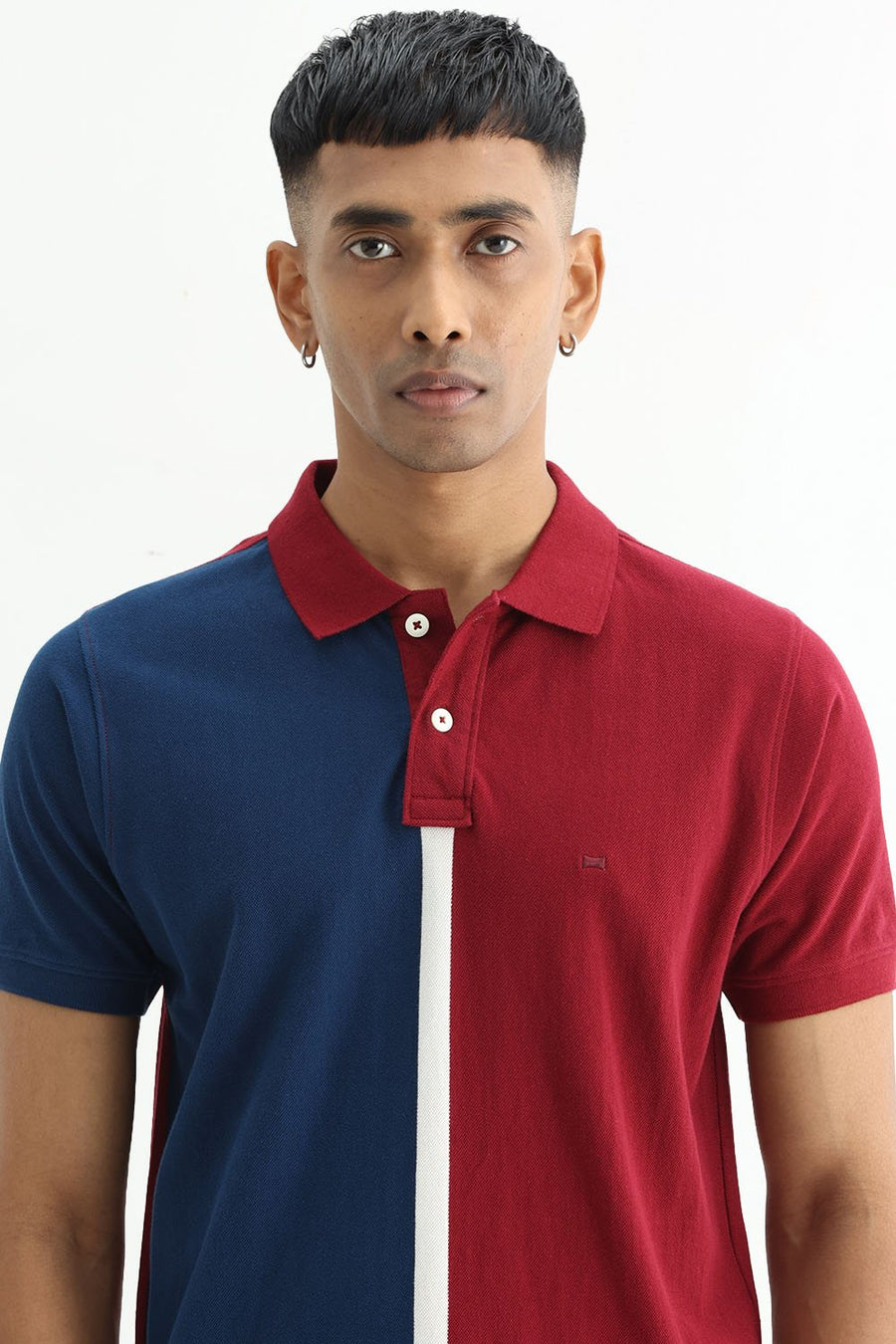 BASICS REGULAR FIT CABERNET COTTON POLO T-SHIRT