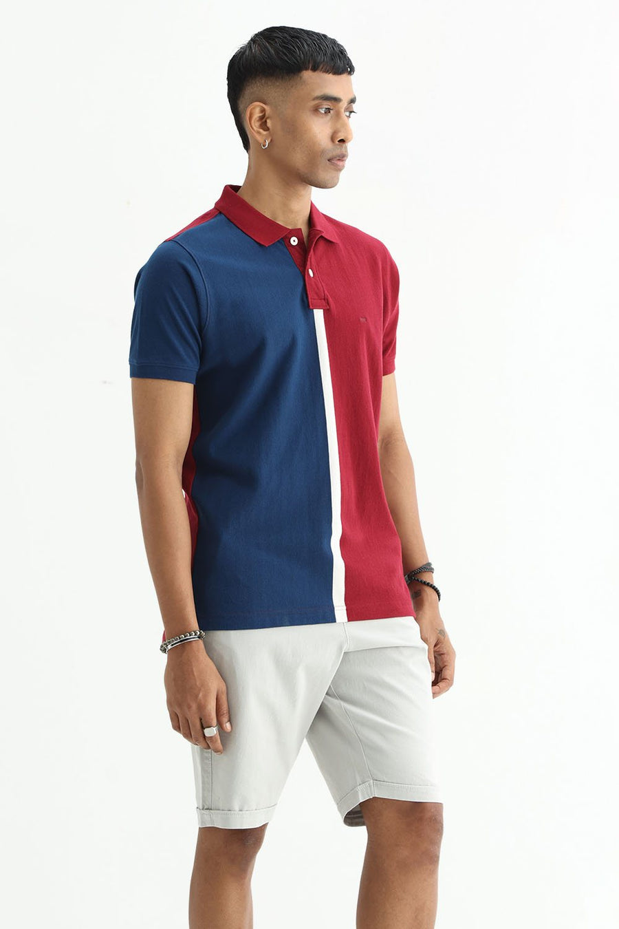 BASICS REGULAR FIT CABERNET COTTON POLO T-SHIRT