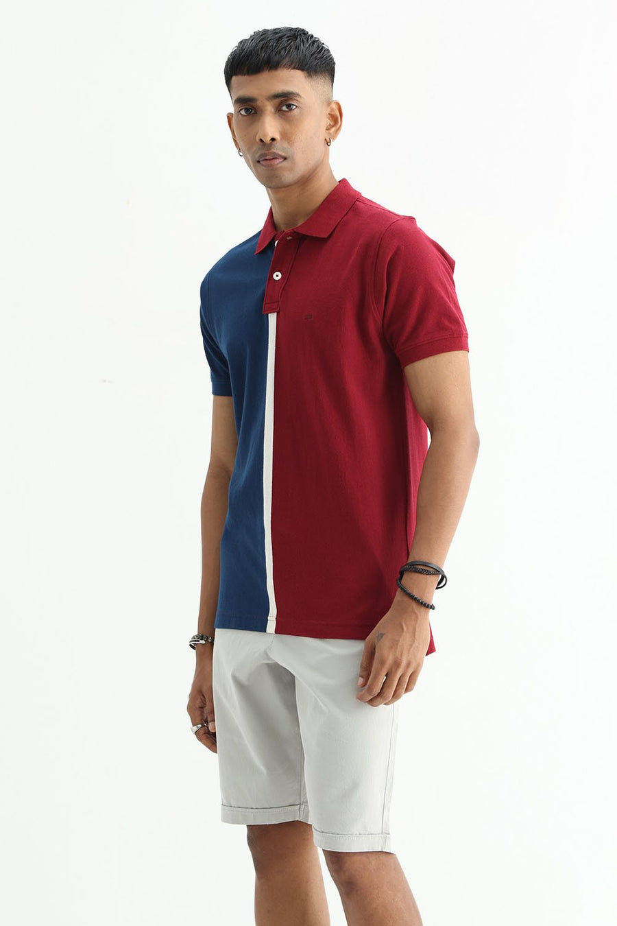 BASICS REGULAR FIT CABERNET COTTON POLO T-SHIRT