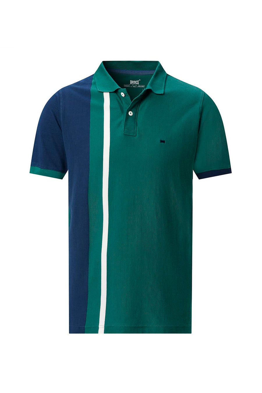 BASICS REGULAR FIT GREEN JACKET COTTON POLO T-SHIRT