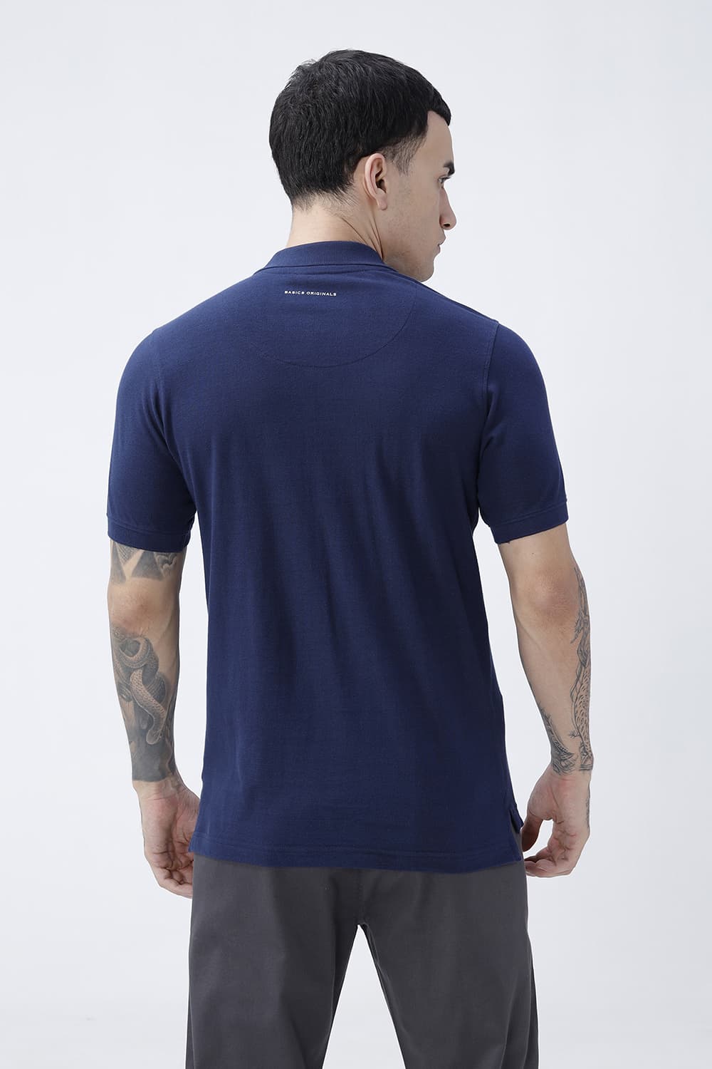 BASICS REGULAR FIT NAVAL ACADEMY COTTON POLO T-SHIRT