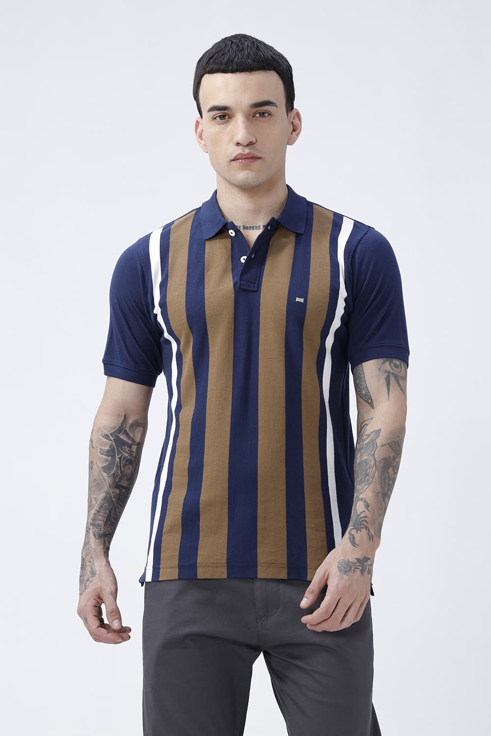 BASICS REGULAR FIT NAVAL ACADEMY COTTON POLO T-SHIRT