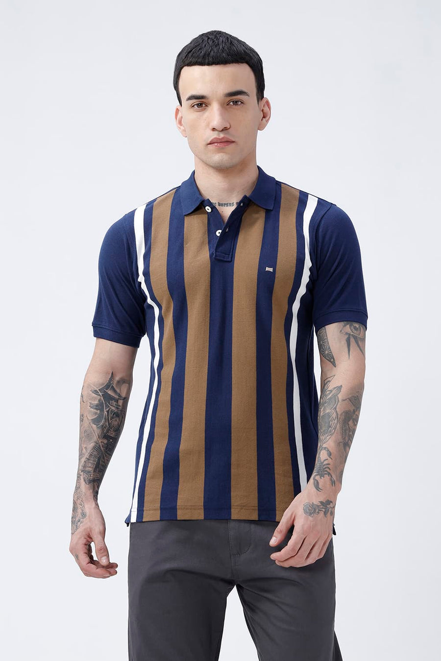 BASICS REGULAR FIT NAVAL ACADEMY COTTON POLO T-SHIRT