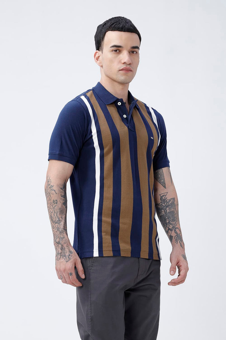 BASICS REGULAR FIT NAVAL ACADEMY COTTON POLO T-SHIRT