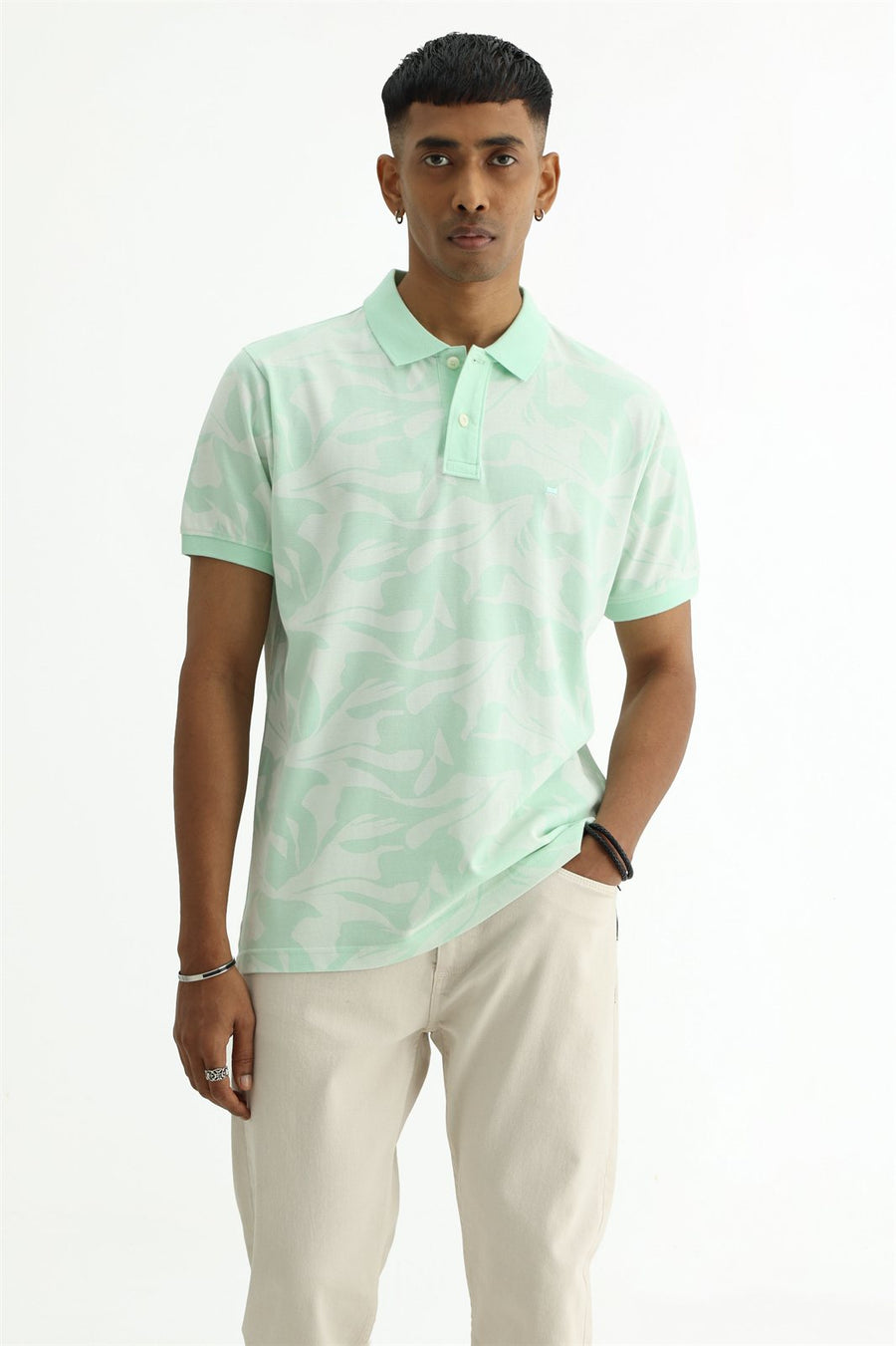 BASICS REGULAR FIT TENDER STEM COTTON POLO T-SHIRT