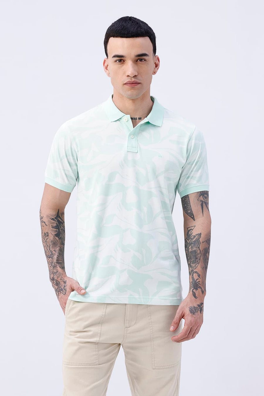 BASICS REGULAR FIT TENDER STEM COTTON POLO T-SHIRT