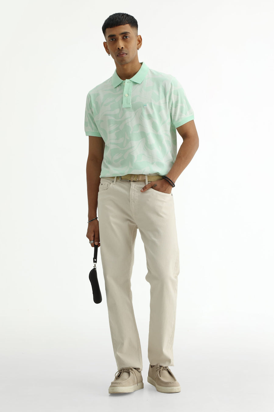 BASICS REGULAR FIT TENDER STEM COTTON POLO T-SHIRT