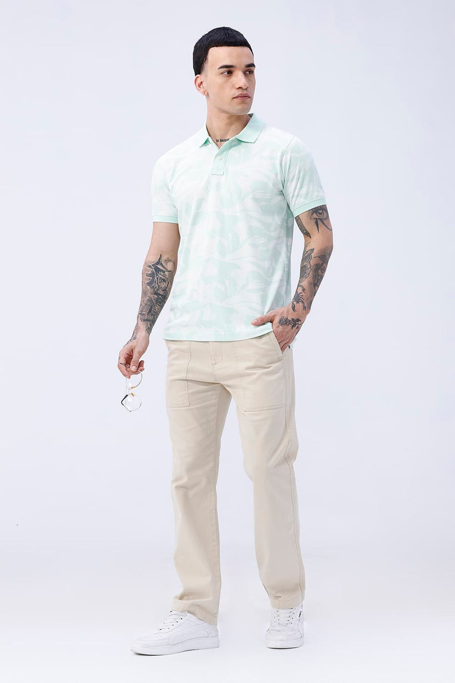 BASICS REGULAR FIT TENDER STEM COTTON POLO T-SHIRT