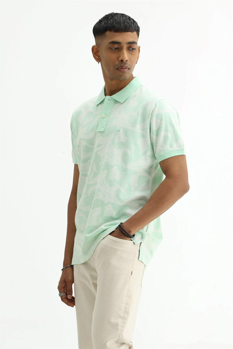 BASICS REGULAR FIT TENDER STEM COTTON POLO T-SHIRT