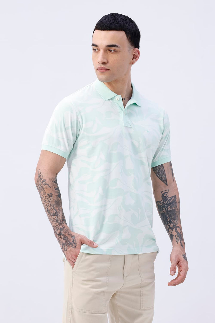 BASICS REGULAR FIT TENDER STEM COTTON POLO T-SHIRT