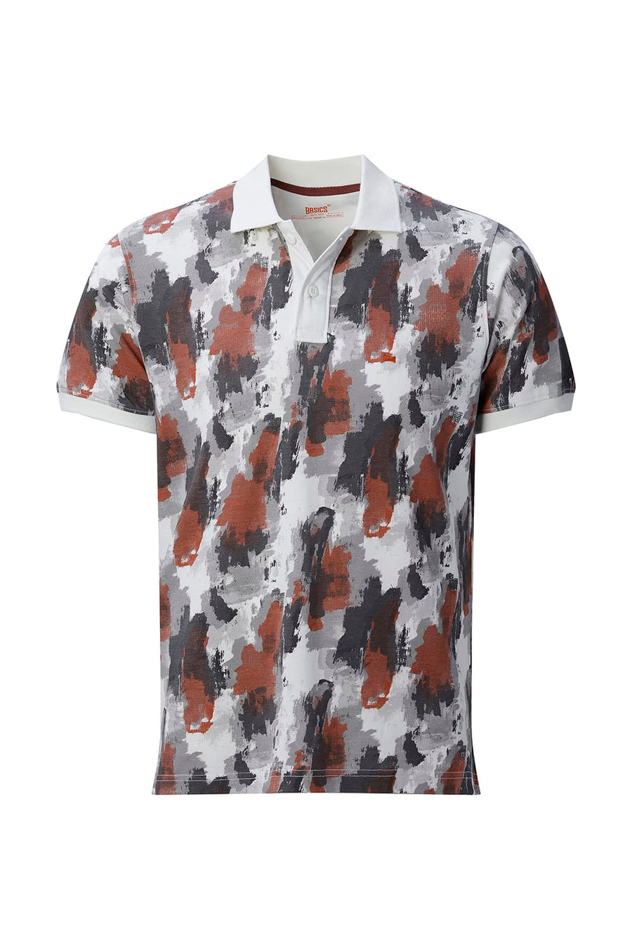 BASICS REGULAR FIT VENILA ECRU COTTON POLO T-SHIRT