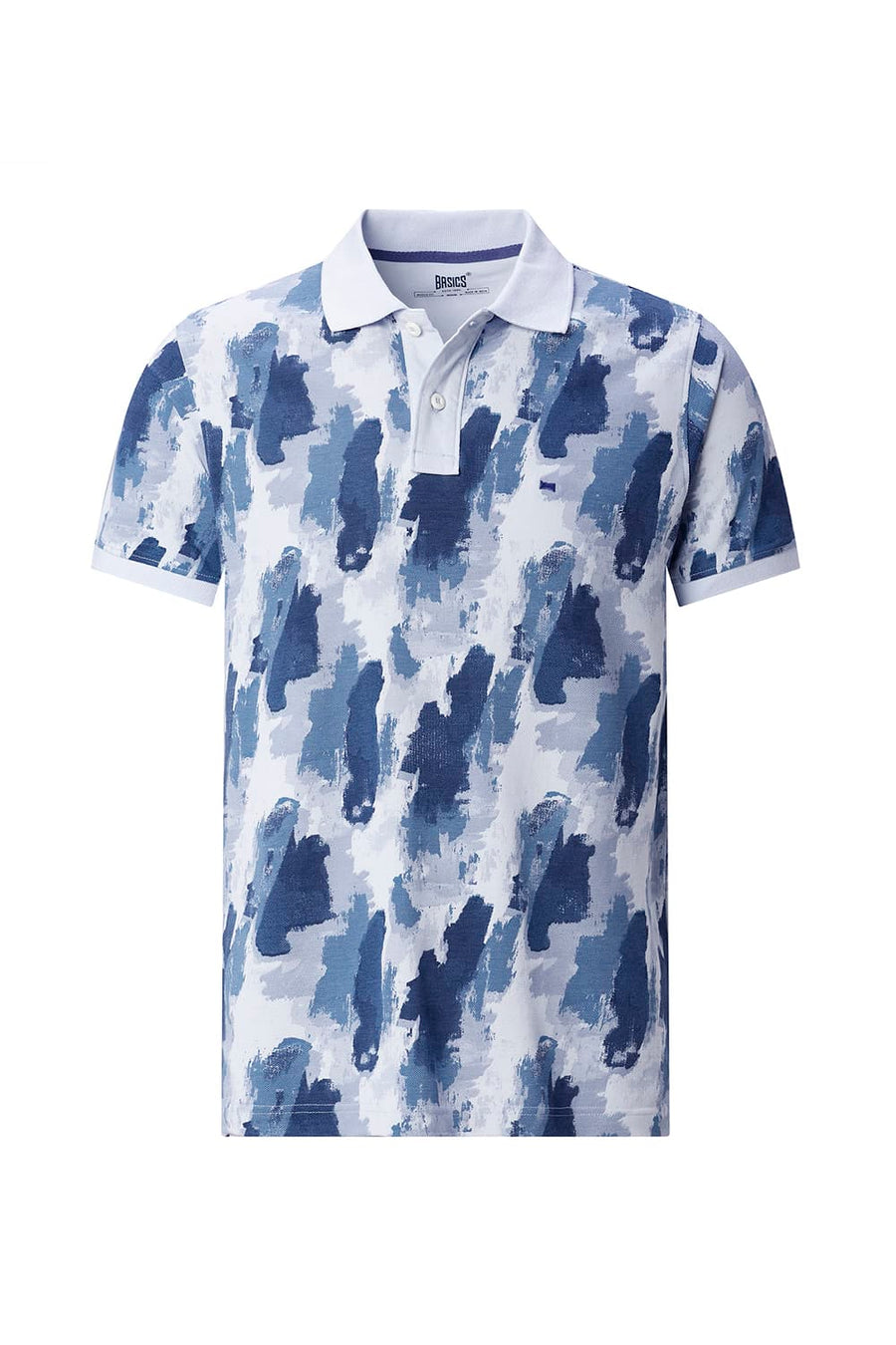 BASICS REGULAR FIT BLUE WATER COTTON POLO T-SHIRT