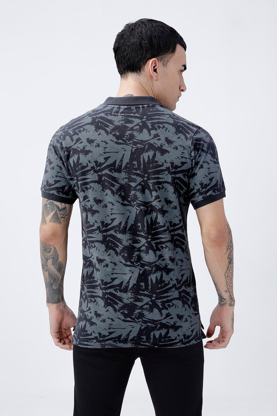 BASICS REGULAR FIT BLACK BEAUTY COTTON POLO T-SHIRT