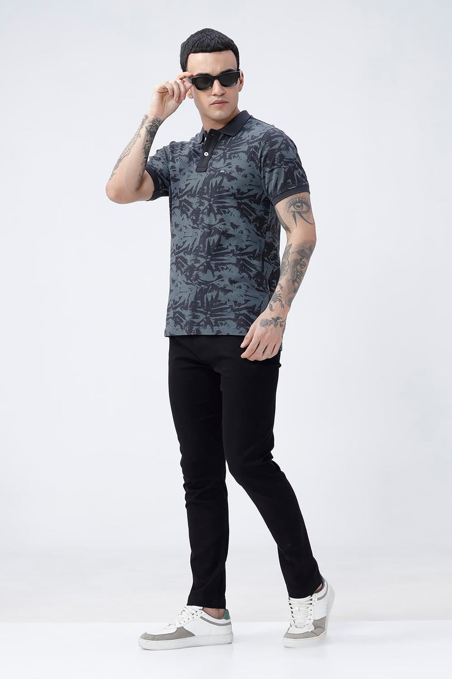 BASICS REGULAR FIT BLACK BEAUTY COTTON POLO T-SHIRT