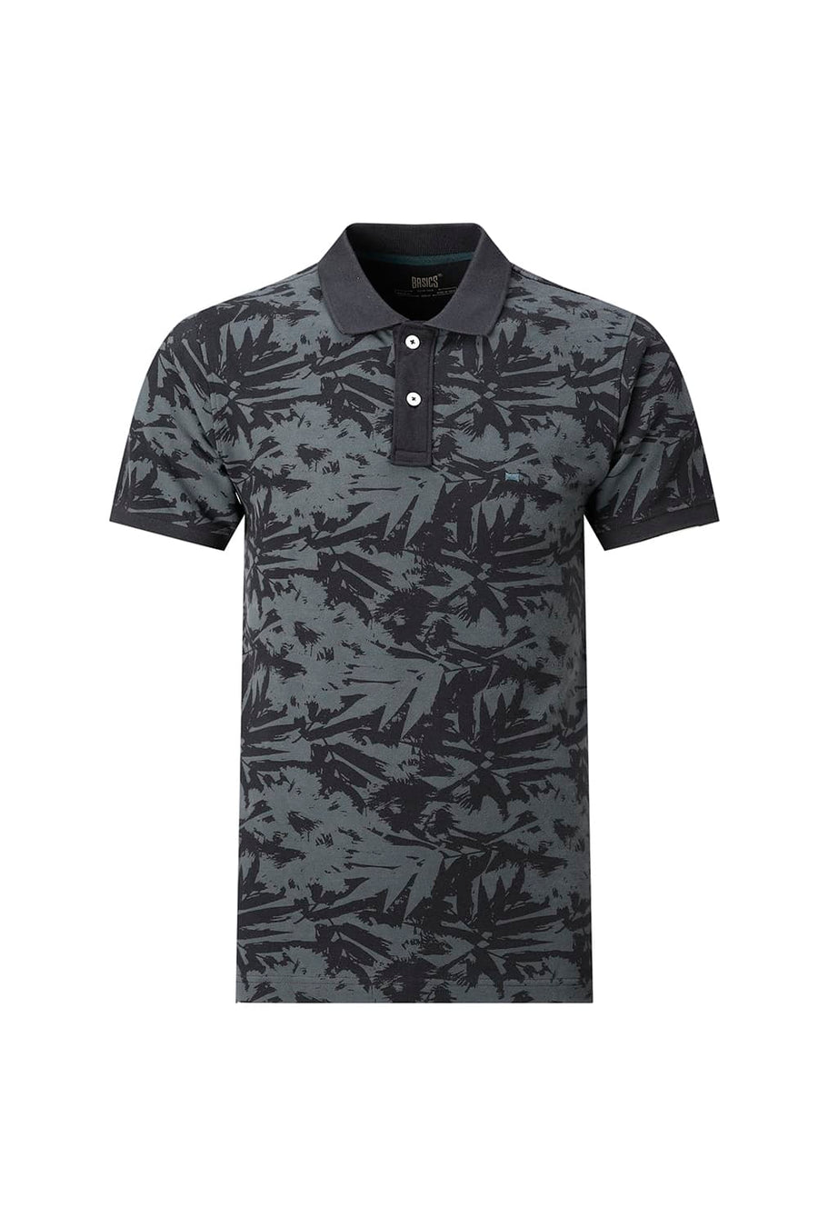BASICS REGULAR FIT BLACK BEAUTY COTTON POLO T-SHIRT