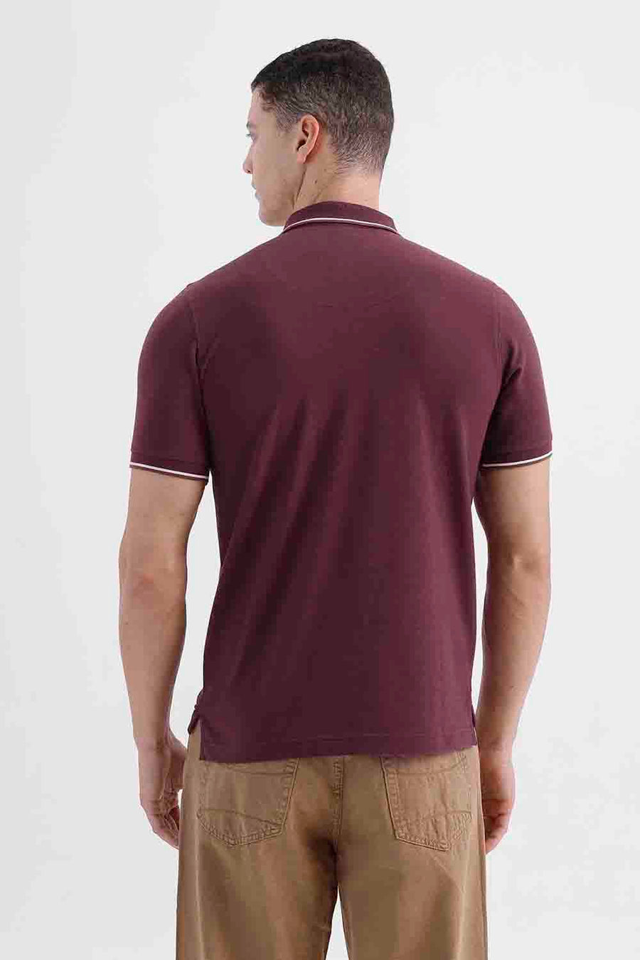 BASICS REGULAR FIT PORT ROYALE COTTON STRETCH POLO STRIPE T-SHIRT