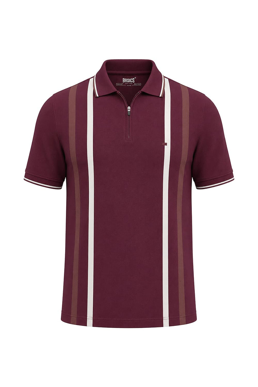 BASICS REGULAR FIT PORT ROYALE COTTON STRETCH POLO STRIPE T-SHIRT