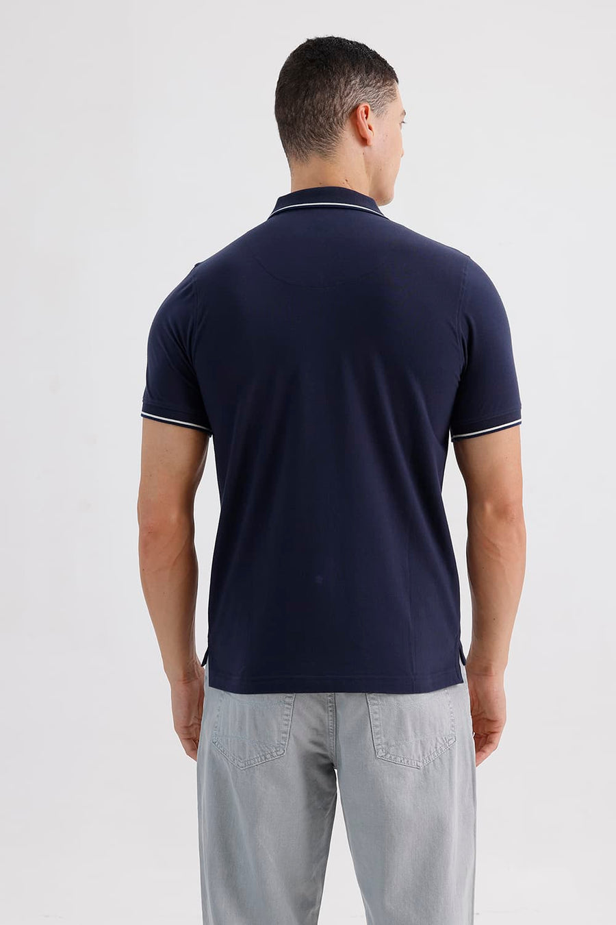 BASICS REGULAR FIT INDIA INK COTTON STRETCH POLO STRIPE T-SHIRT