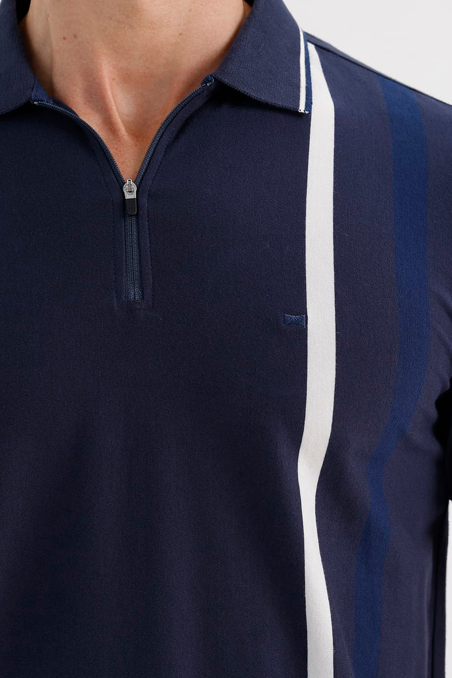 BASICS REGULAR FIT INDIA INK COTTON STRETCH POLO STRIPE T-SHIRT