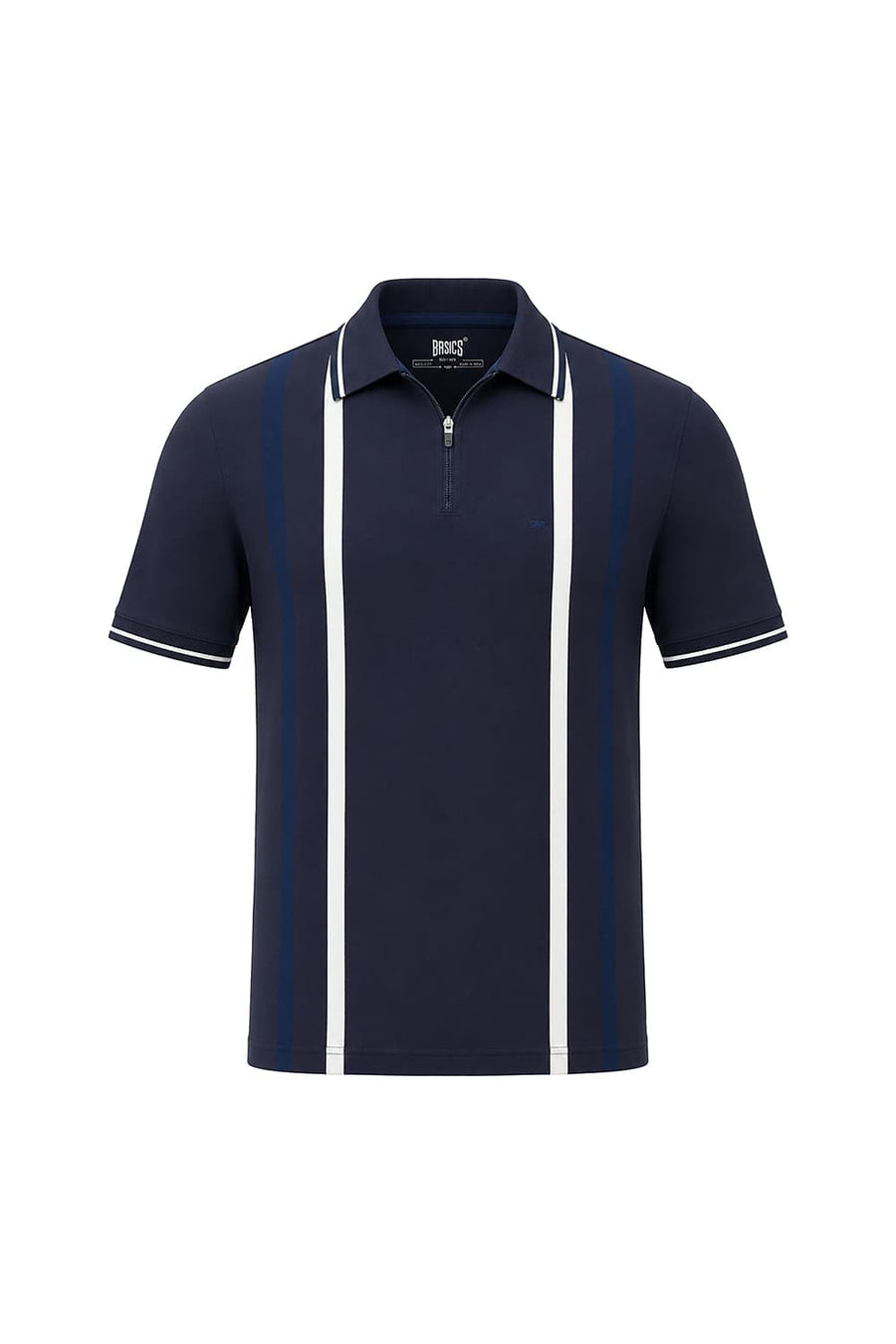 BASICS REGULAR FIT INDIA INK COTTON STRETCH POLO STRIPE T-SHIRT