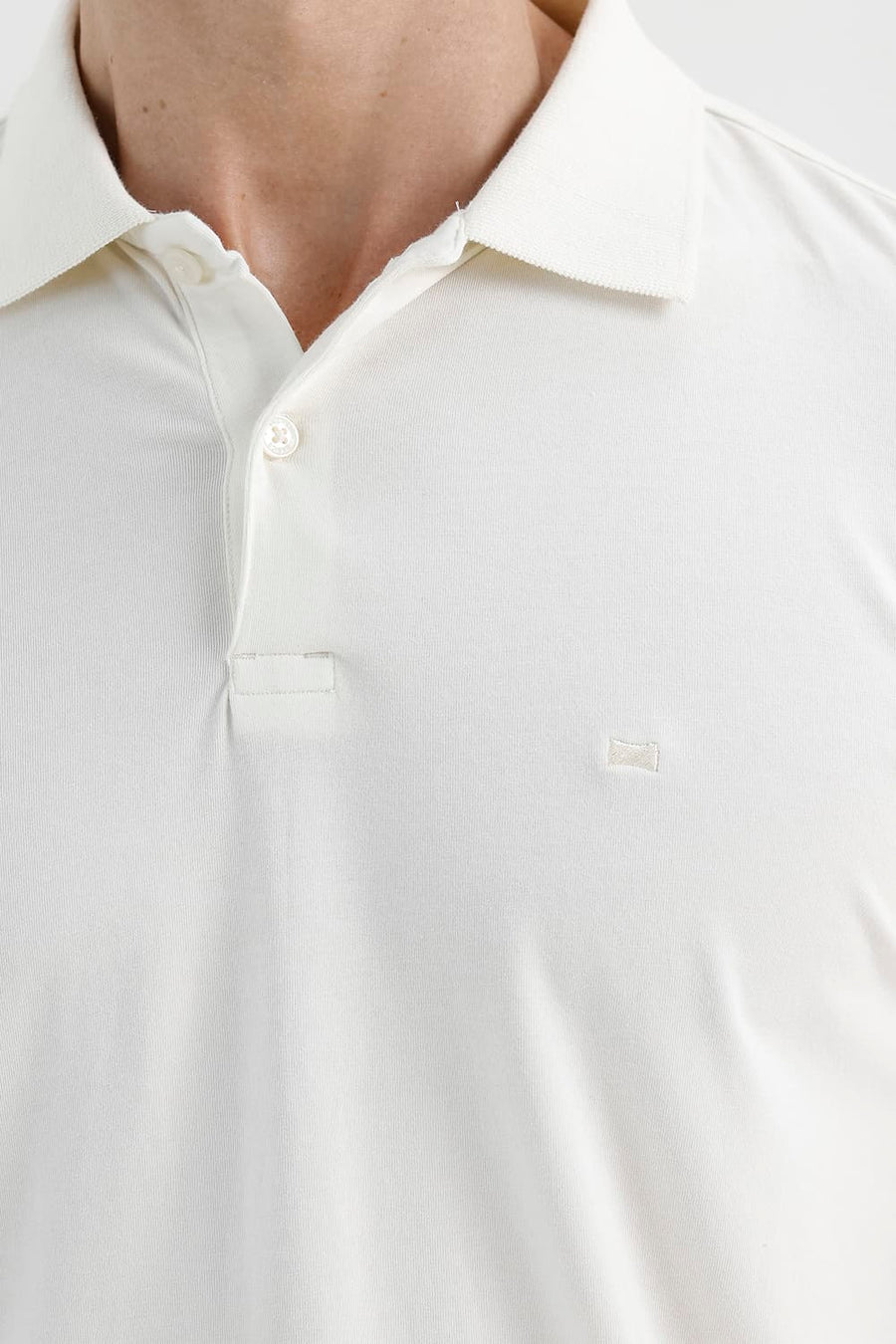 BASICS REGULAR FIT CANNOLI CREAM COTTON STRETCH PRINTED POLO T-SHIRT