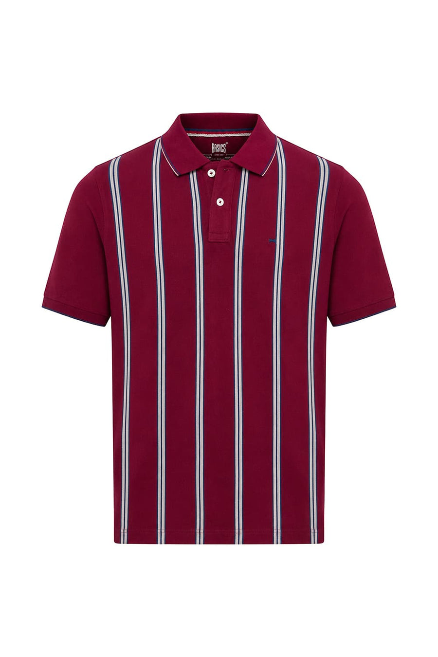BASICS REGULAR FIT RHUBARB COTTON POLO STRIPE T-SHIRT