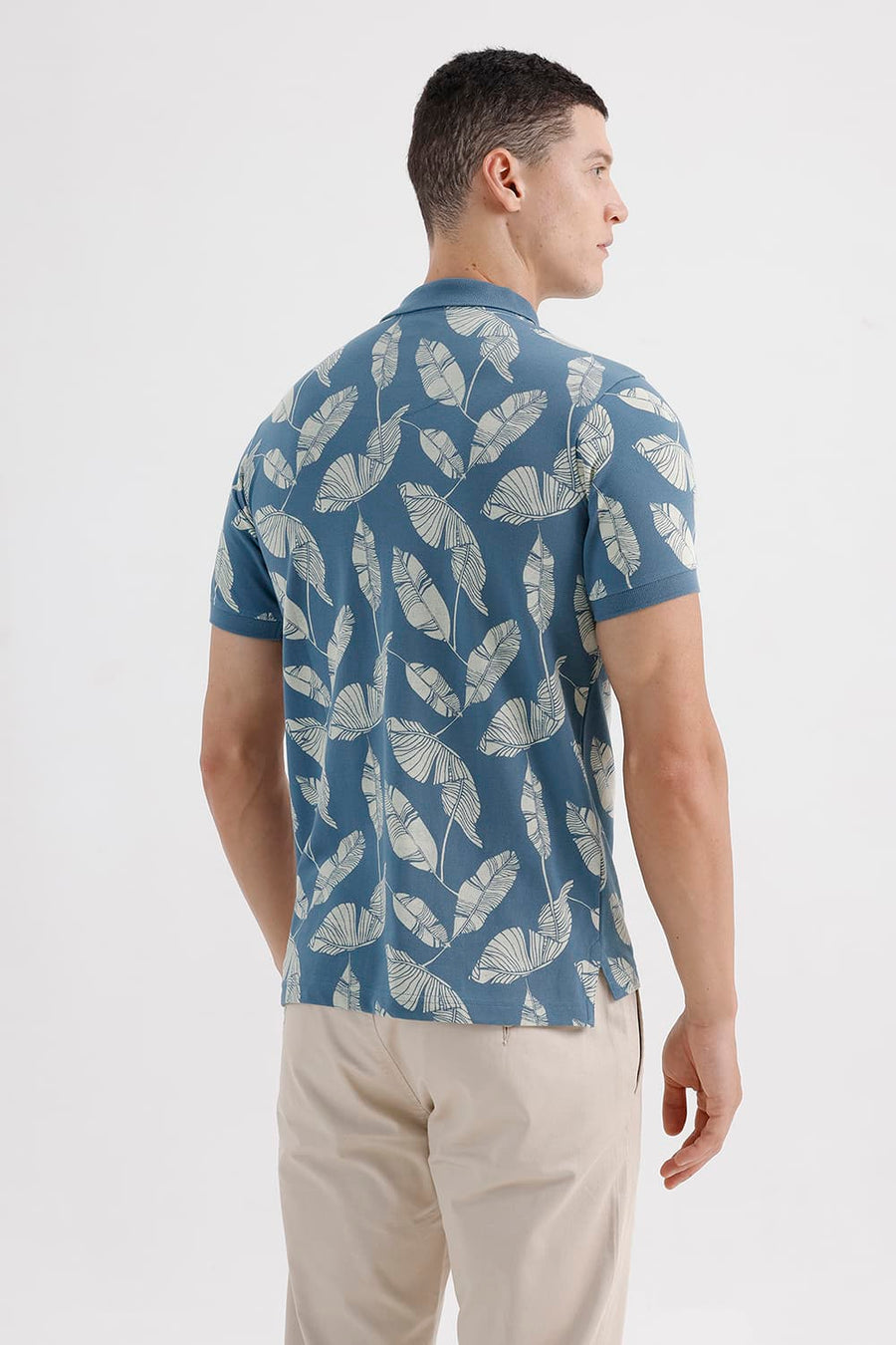 BASICS REGULAR FIT OCEANVIEW COTTON PRINTED POLO T-SHIRT
