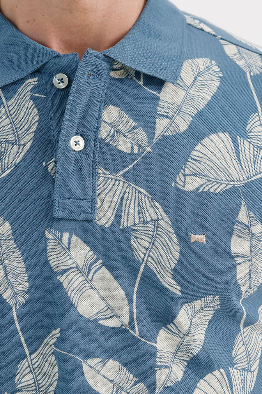 BASICS REGULAR FIT OCEANVIEW COTTON PRINTED POLO T-SHIRT