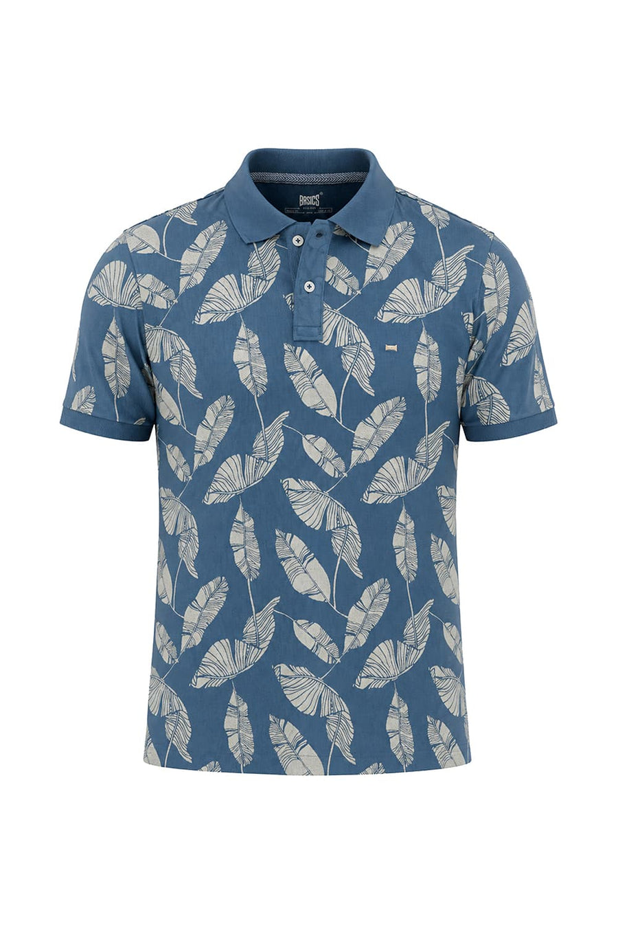 BASICS REGULAR FIT OCEANVIEW COTTON PRINTED POLO T-SHIRT