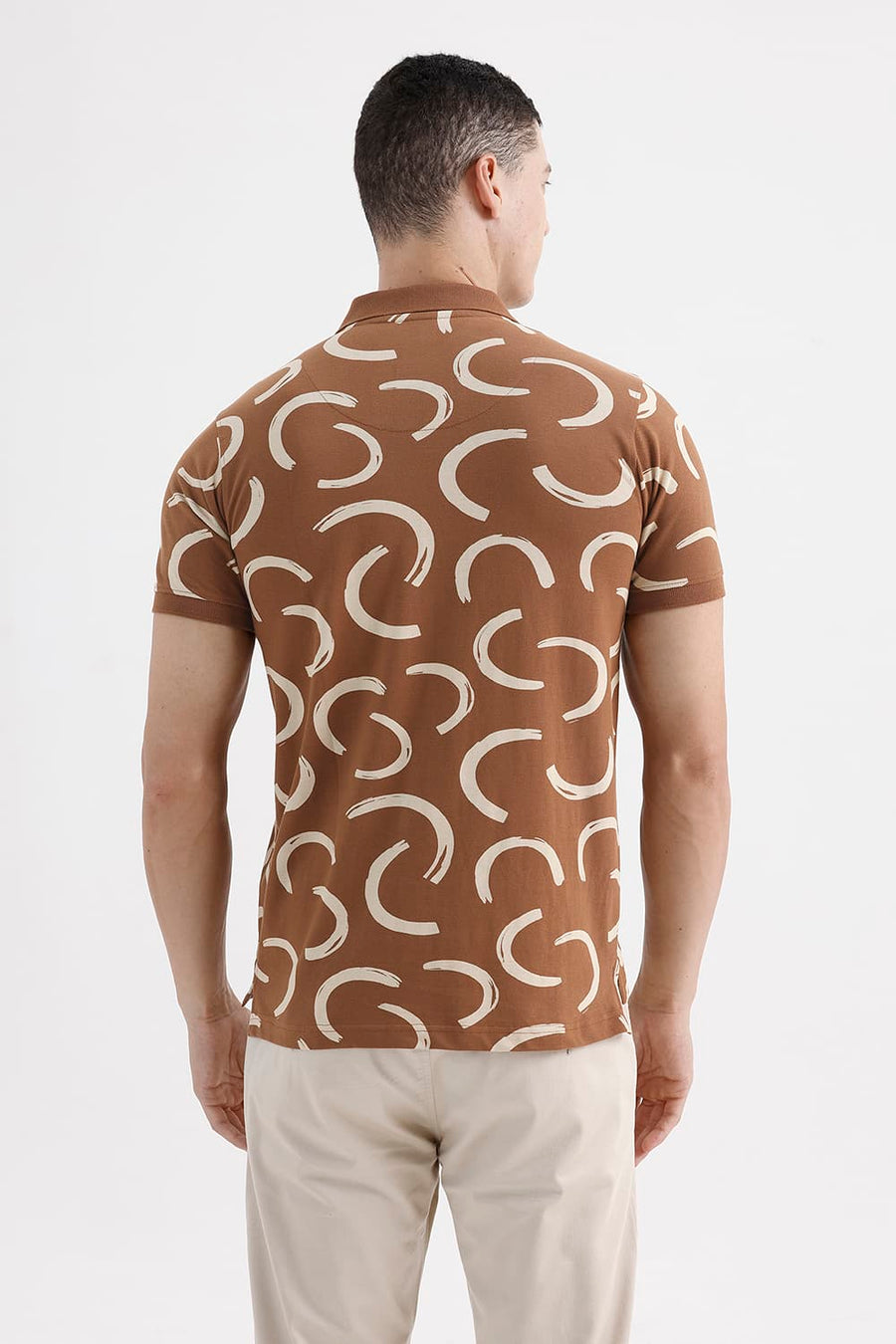 BASICS REGULAR FIT NUTHATCH COTTON PRINTED POLO T-SHIRT