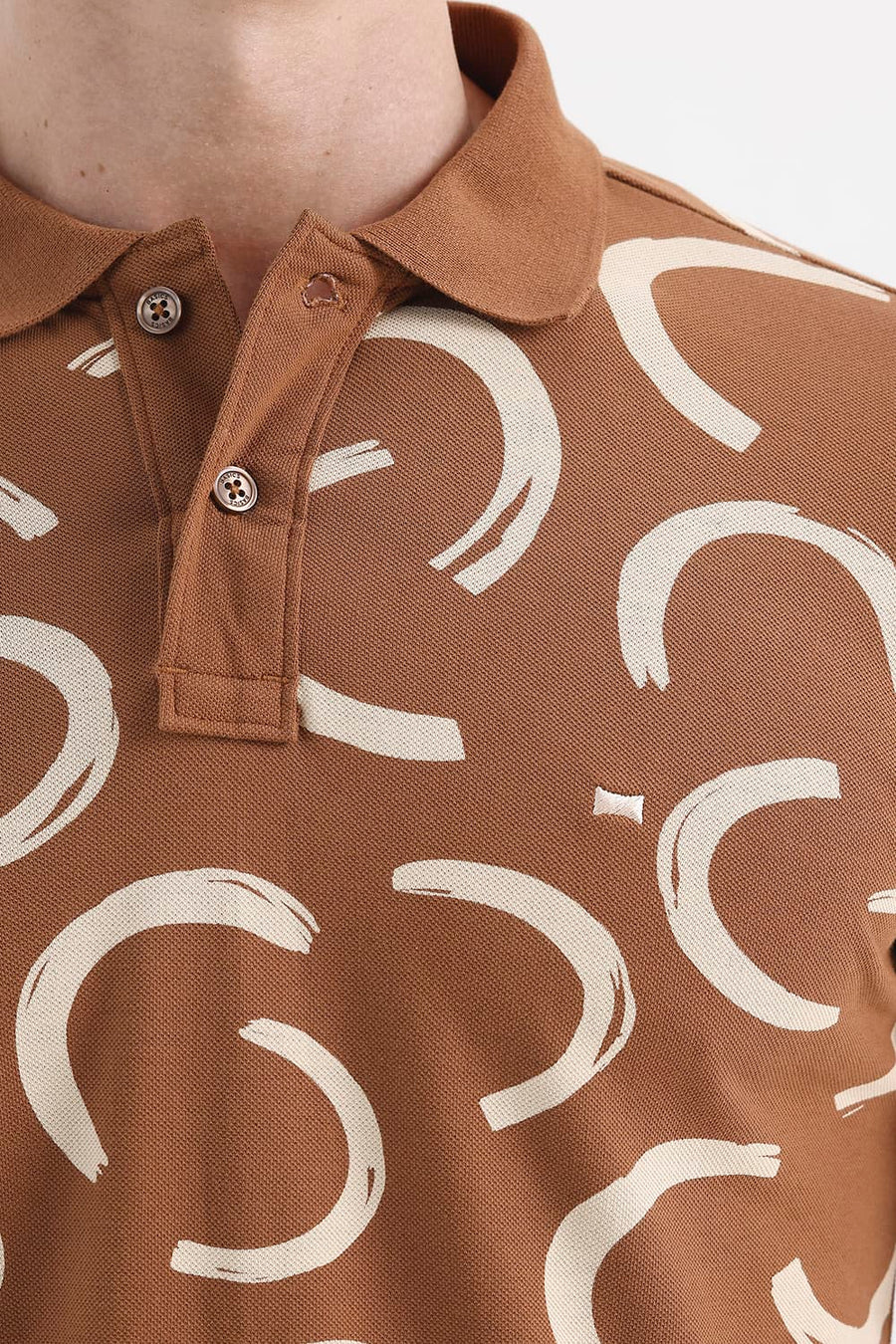 BASICS REGULAR FIT NUTHATCH COTTON PRINTED POLO T-SHIRT