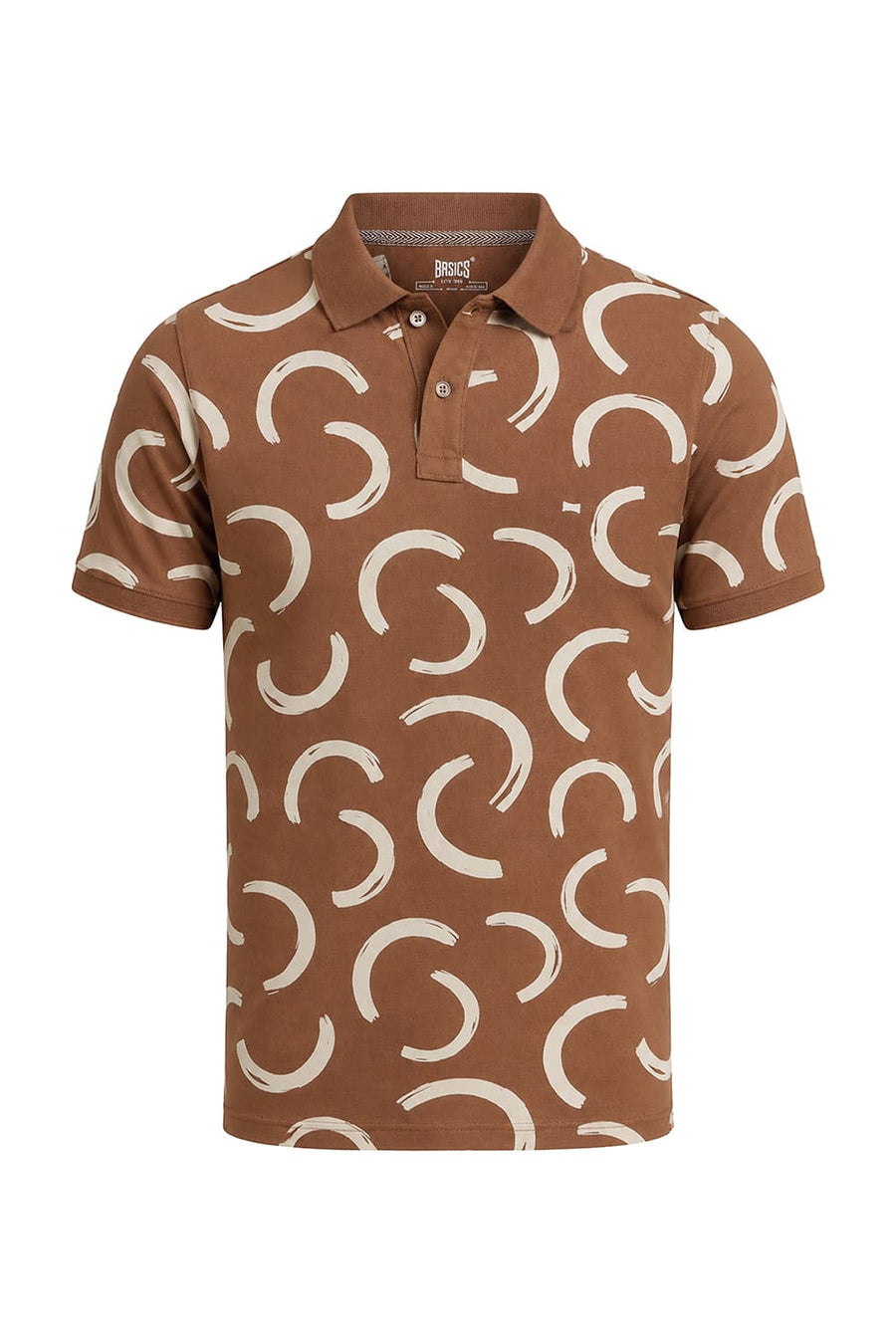 BASICS REGULAR FIT NUTHATCH COTTON PRINTED POLO T-SHIRT