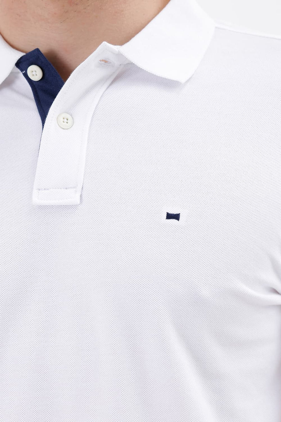 BASICS REGULAR FIT BRIGHT WHITE COTTON POLO T-SHIRT