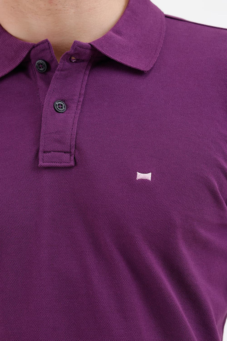 BASICS REGULAR FIT PLUM COTTON POLO T-SHIRT