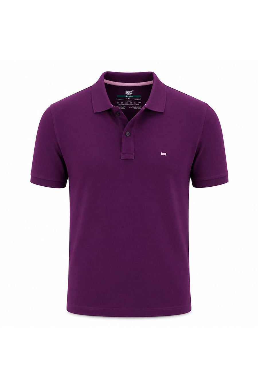 BASICS REGULAR FIT PLUM COTTON POLO T-SHIRT