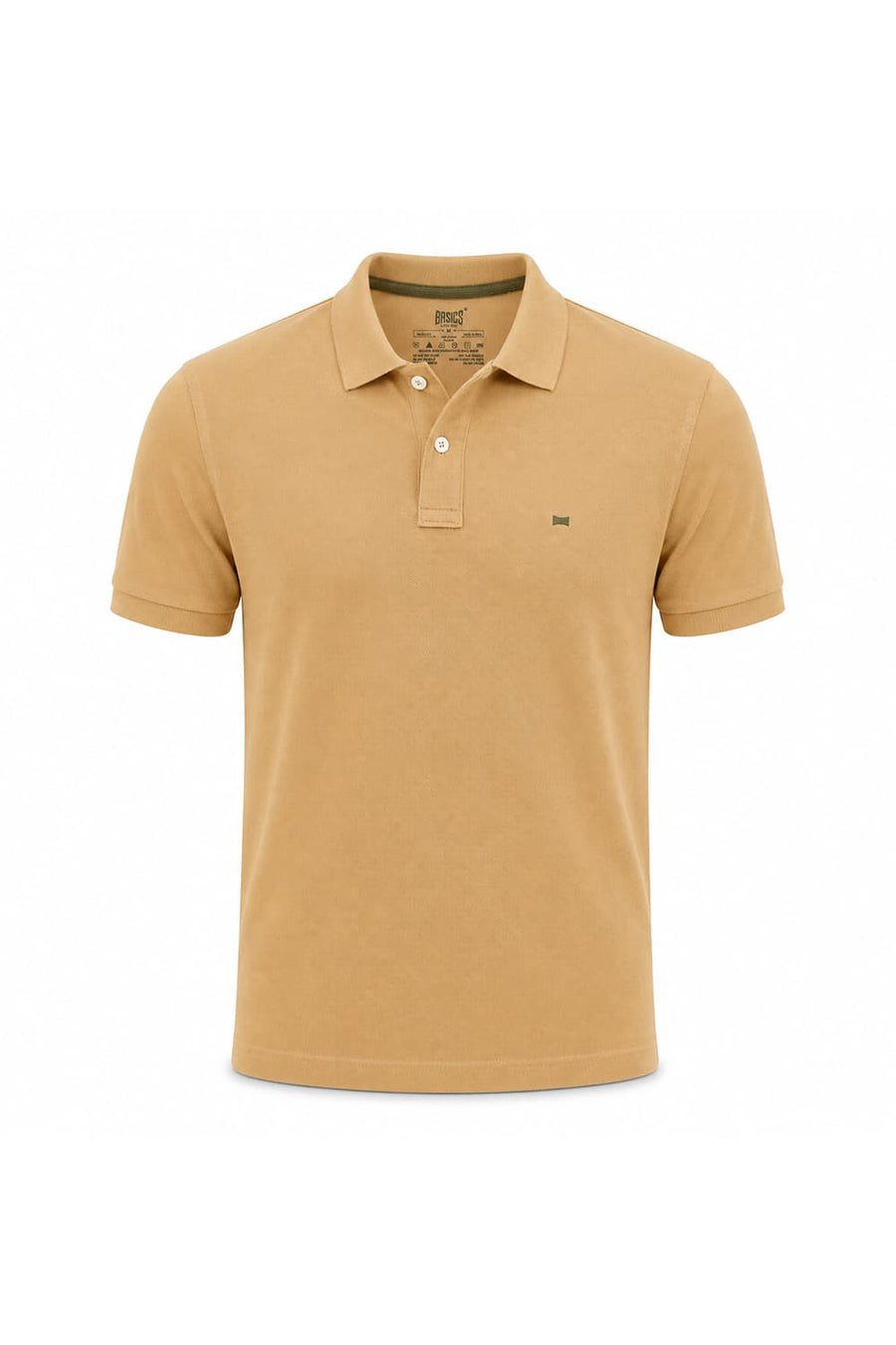 BASICS REGULAR FIT CURRY COTTON POLO T-SHIRT