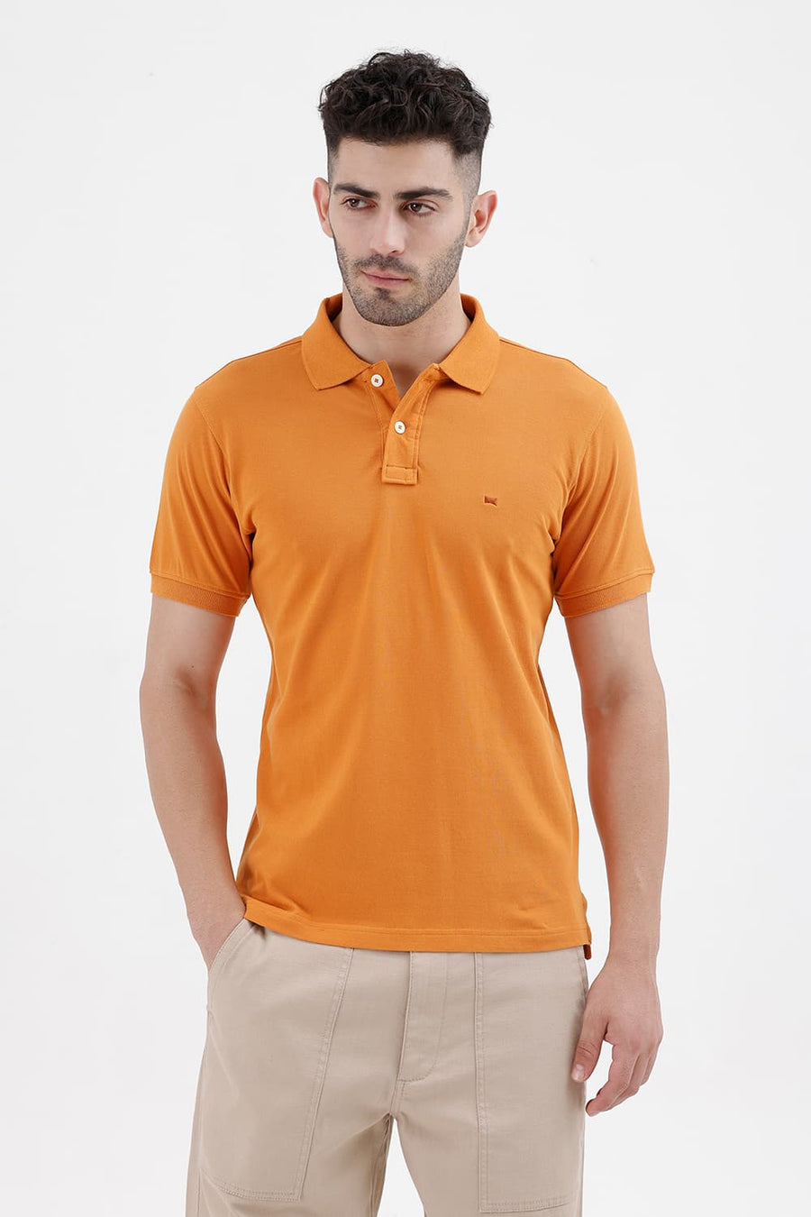 BASICS REGULAR FIT YAM COTTON POLO T-SHIRT