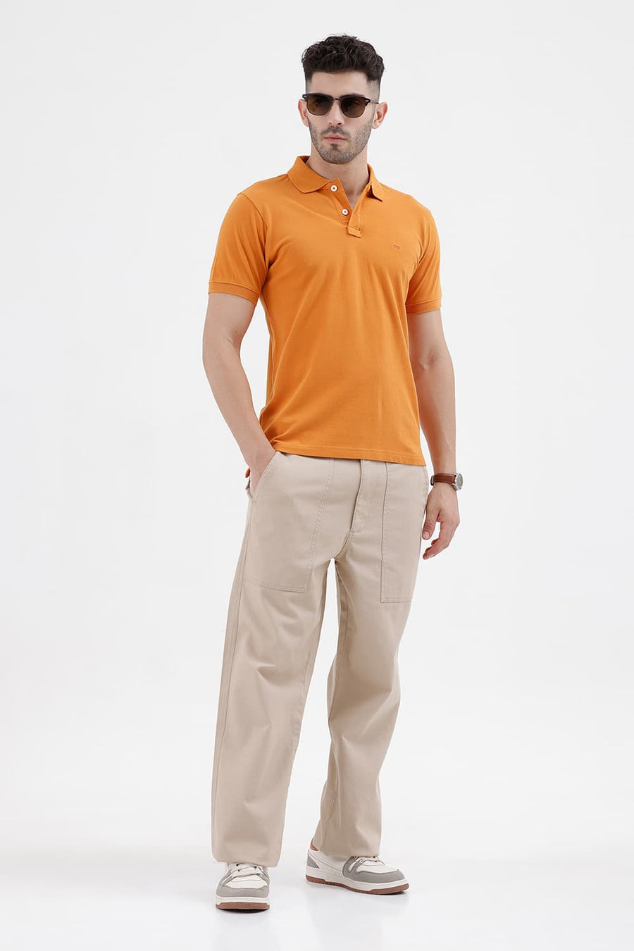 BASICS REGULAR FIT YAM COTTON POLO T-SHIRT