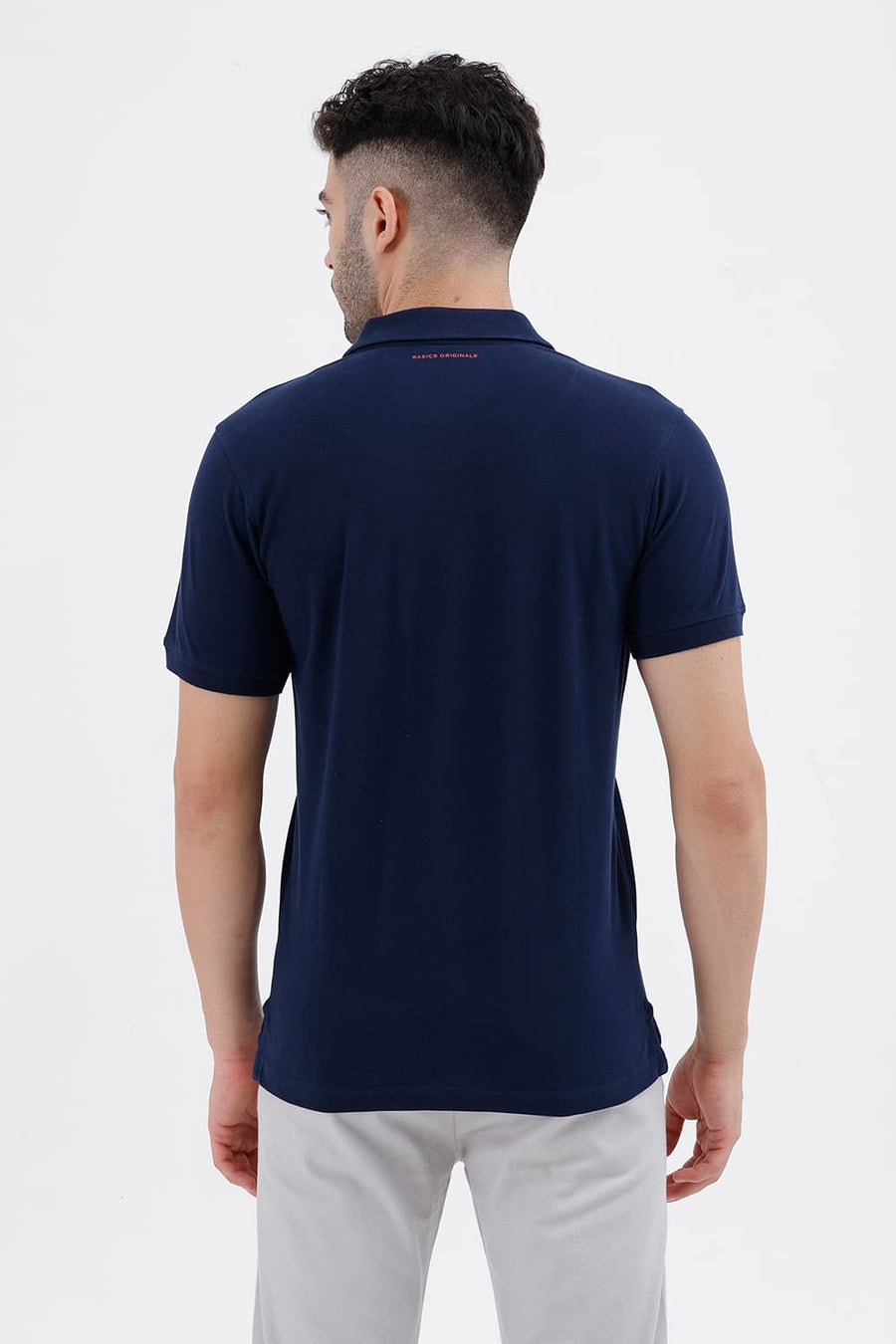 BASICS REGULAR FIT DRESS BLUES COTTON POLO T-SHIRT