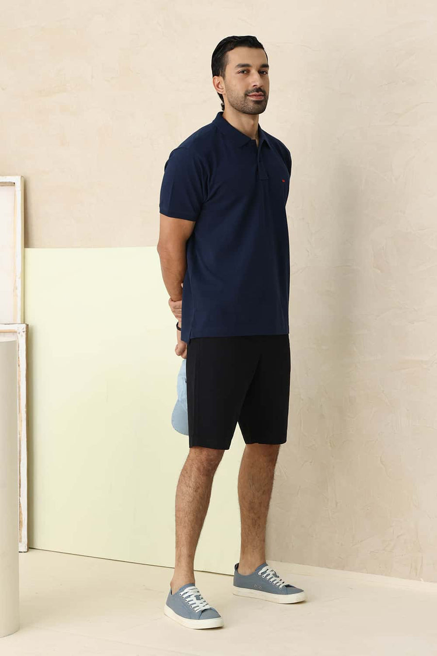 Basics Regular Fit Dress Blues Cotton Polo T-Shirt